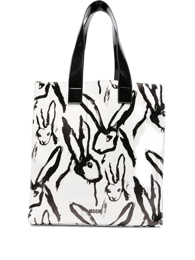 rabbit-print tote bag 1