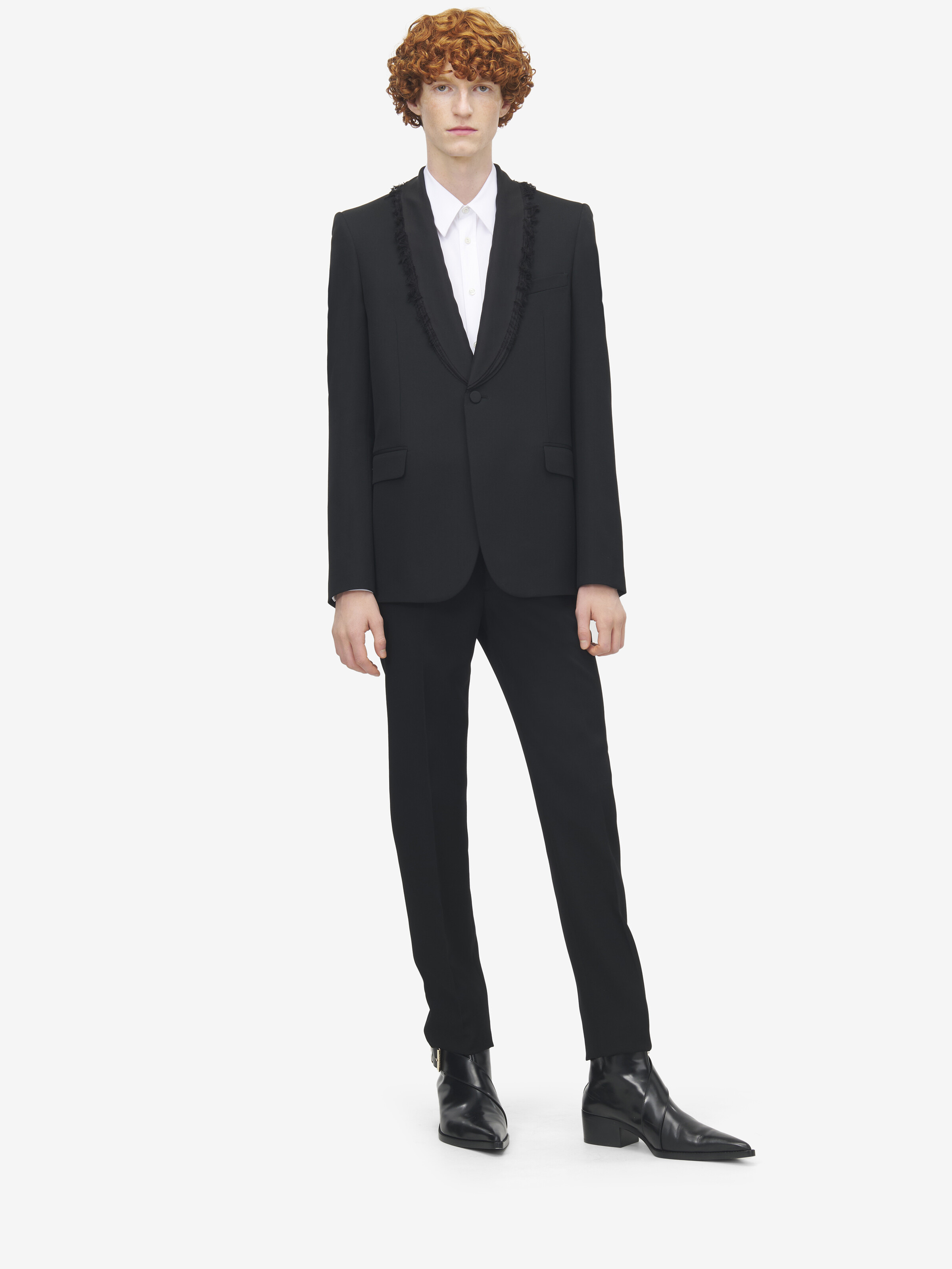 Frayed Lapel Single-breasted Jacket - 3