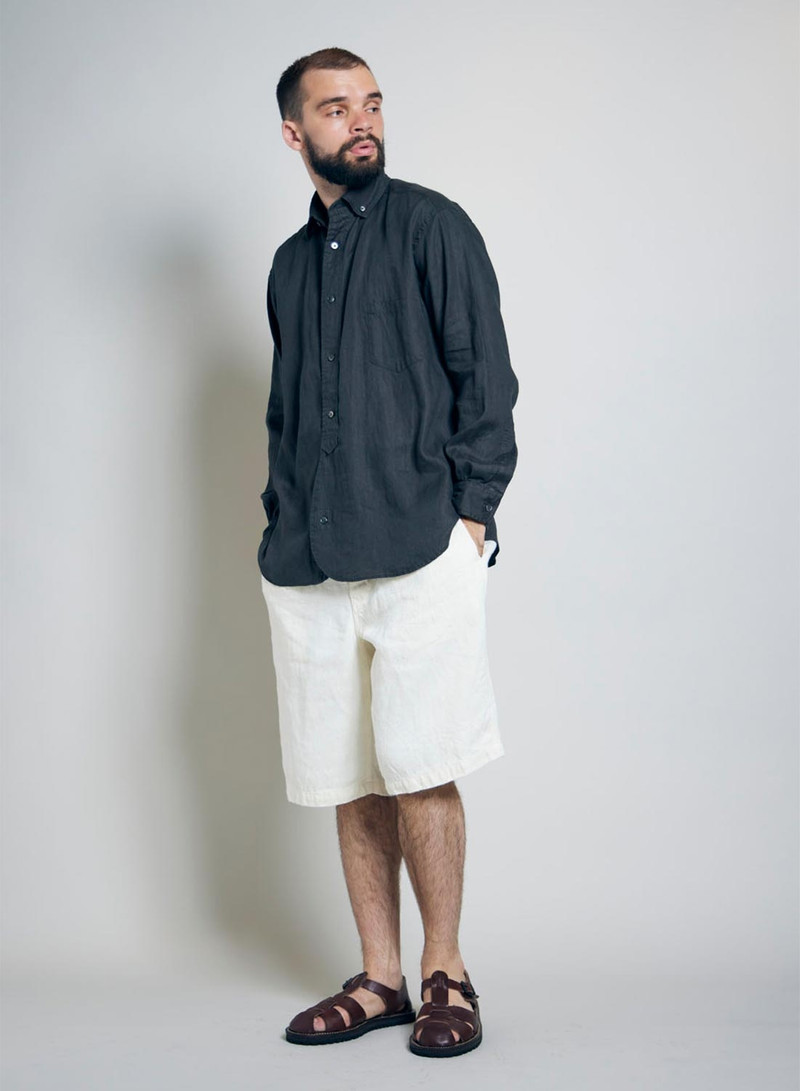 Nigel Cabourn Desert Short Hemp Denim in Off White outlook