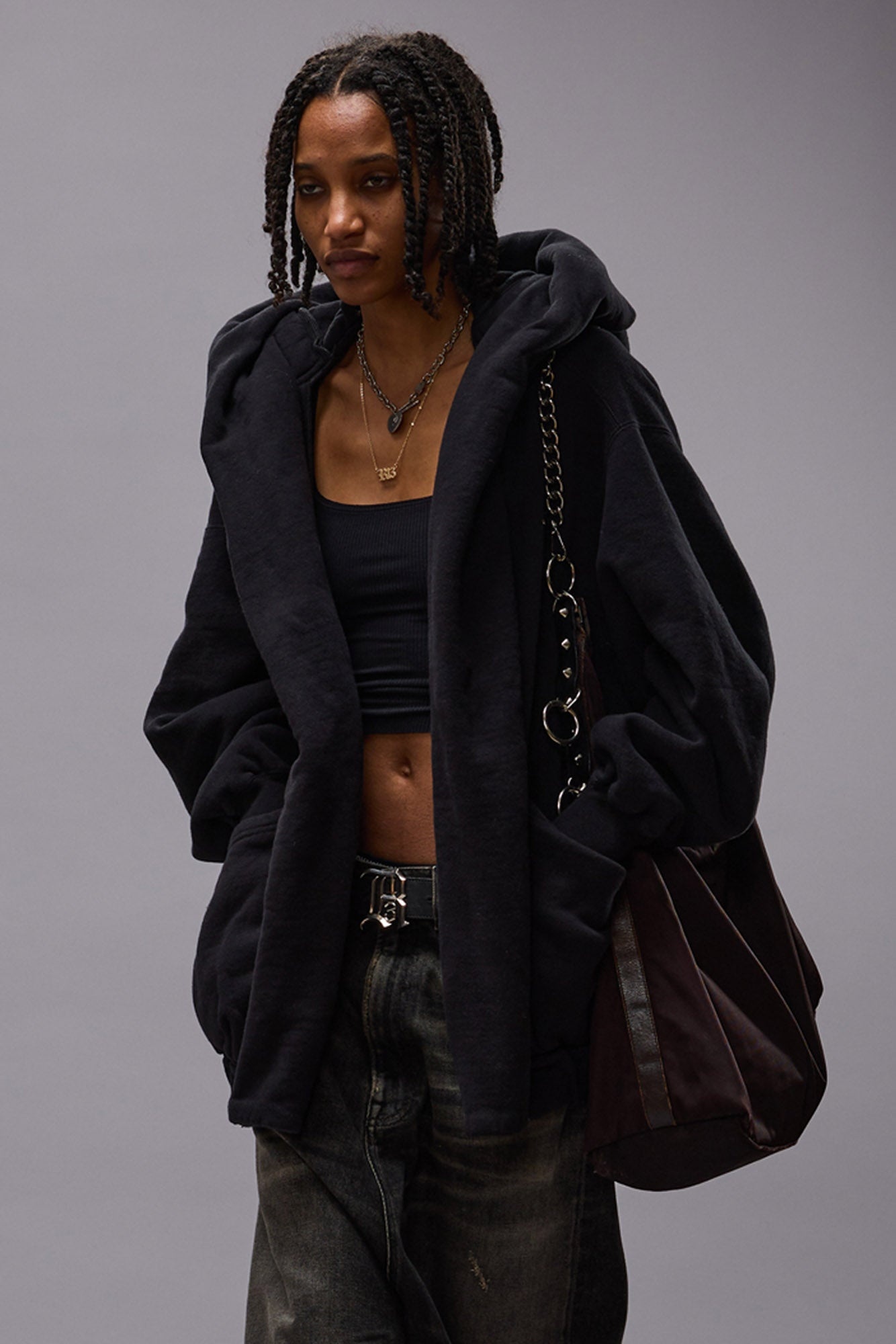 LILLIAN OVERSIZED SWEAT PARKA - BLACK FLEECE -R13 - 2