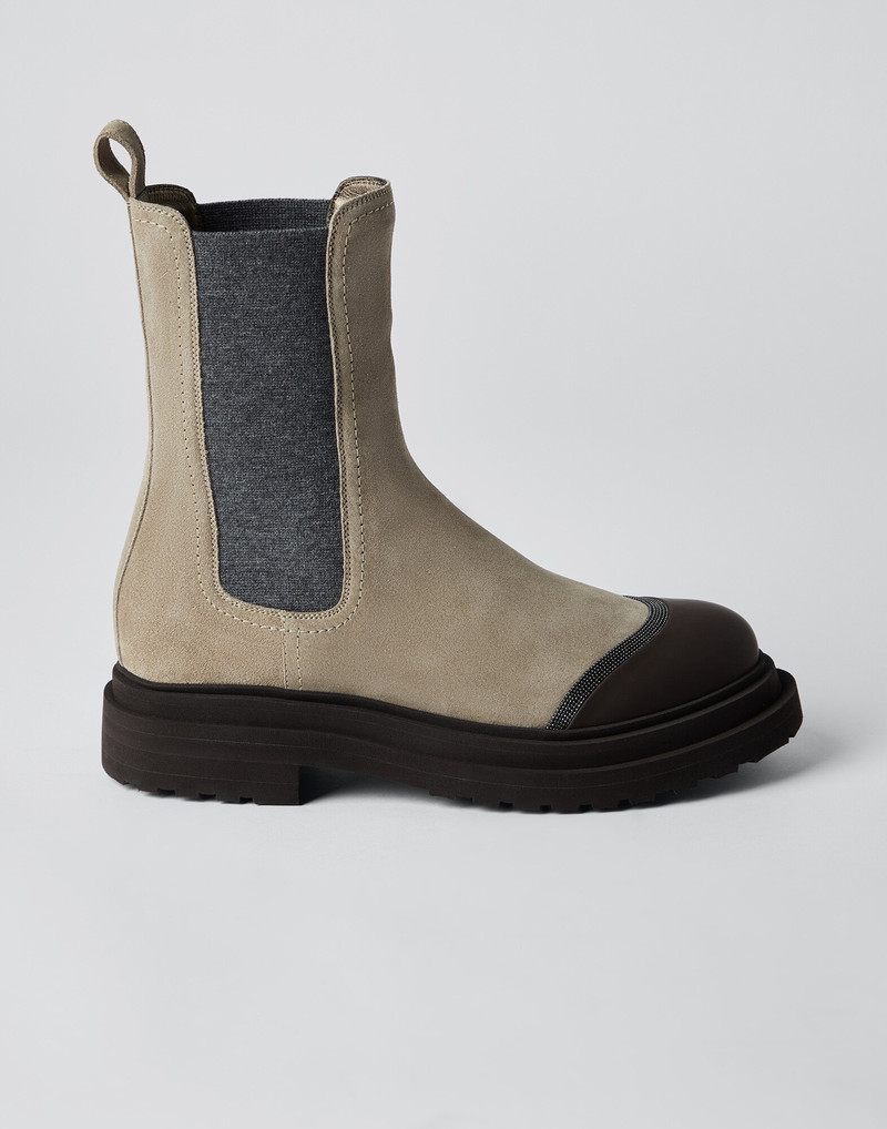 Suede and calfskin Chelsea boots with monili 1