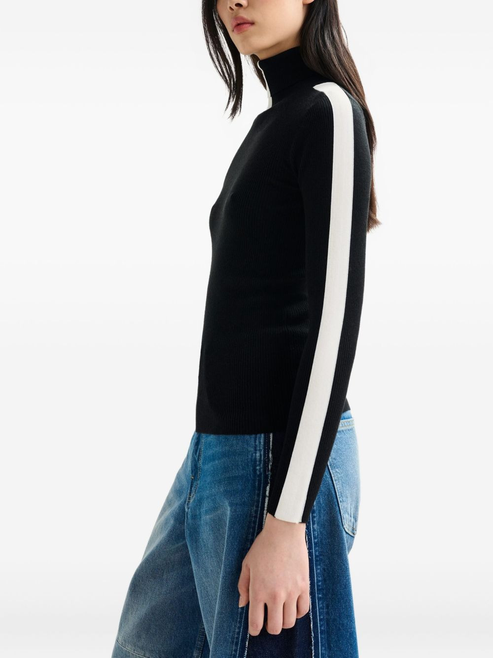 stripe-detail turtleneck sweater - 4