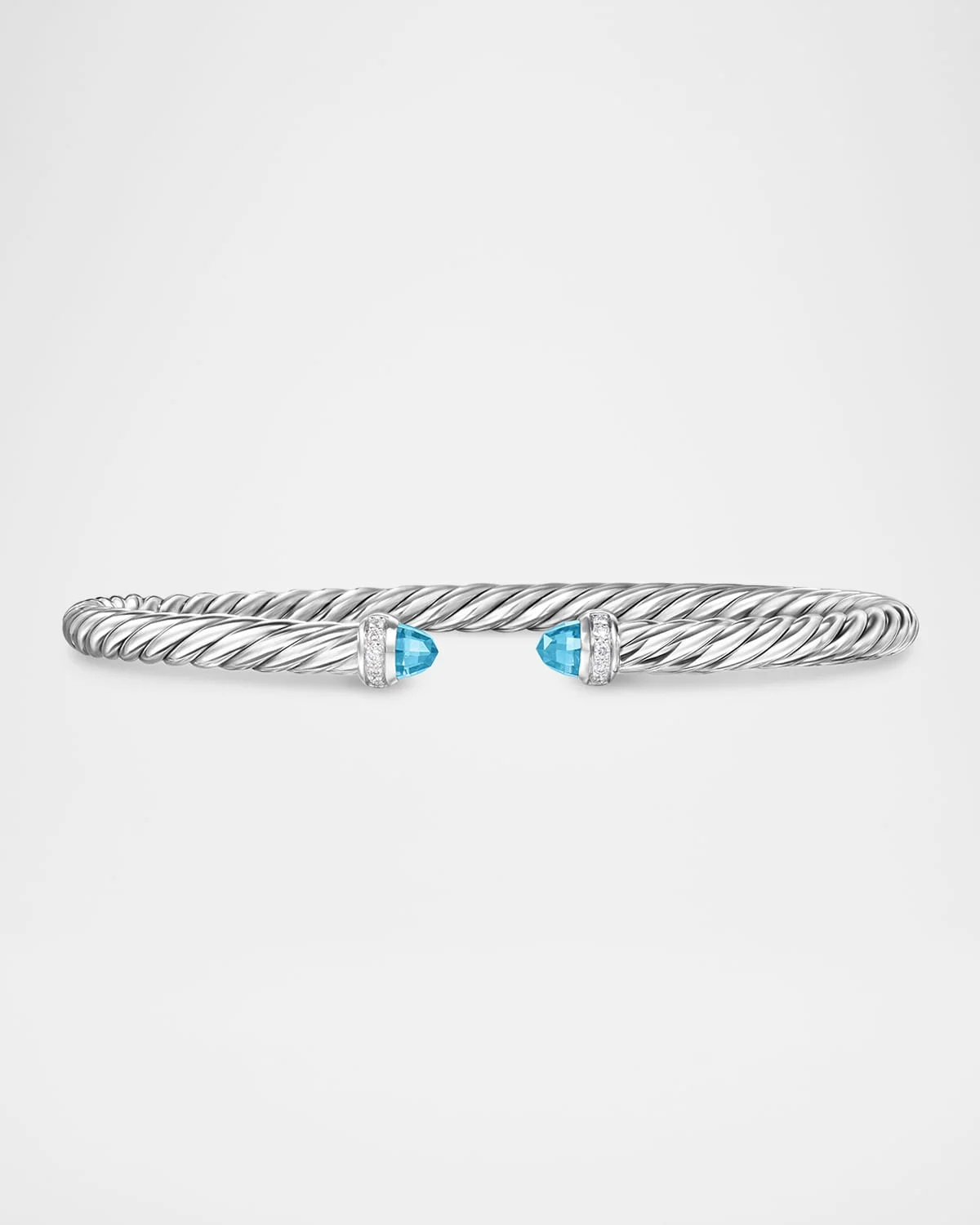 Modern Cable Flex Bracelet with Gemstones and Diamonds in Silver, 4mm - 1