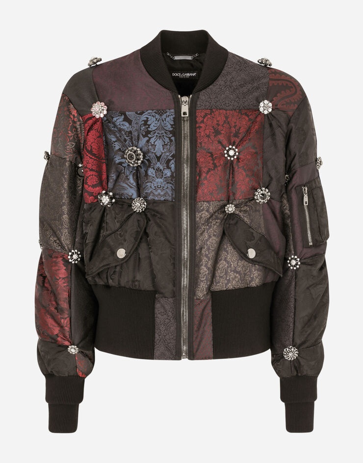 Wool jacquard and cotton patchwork jacket - 3