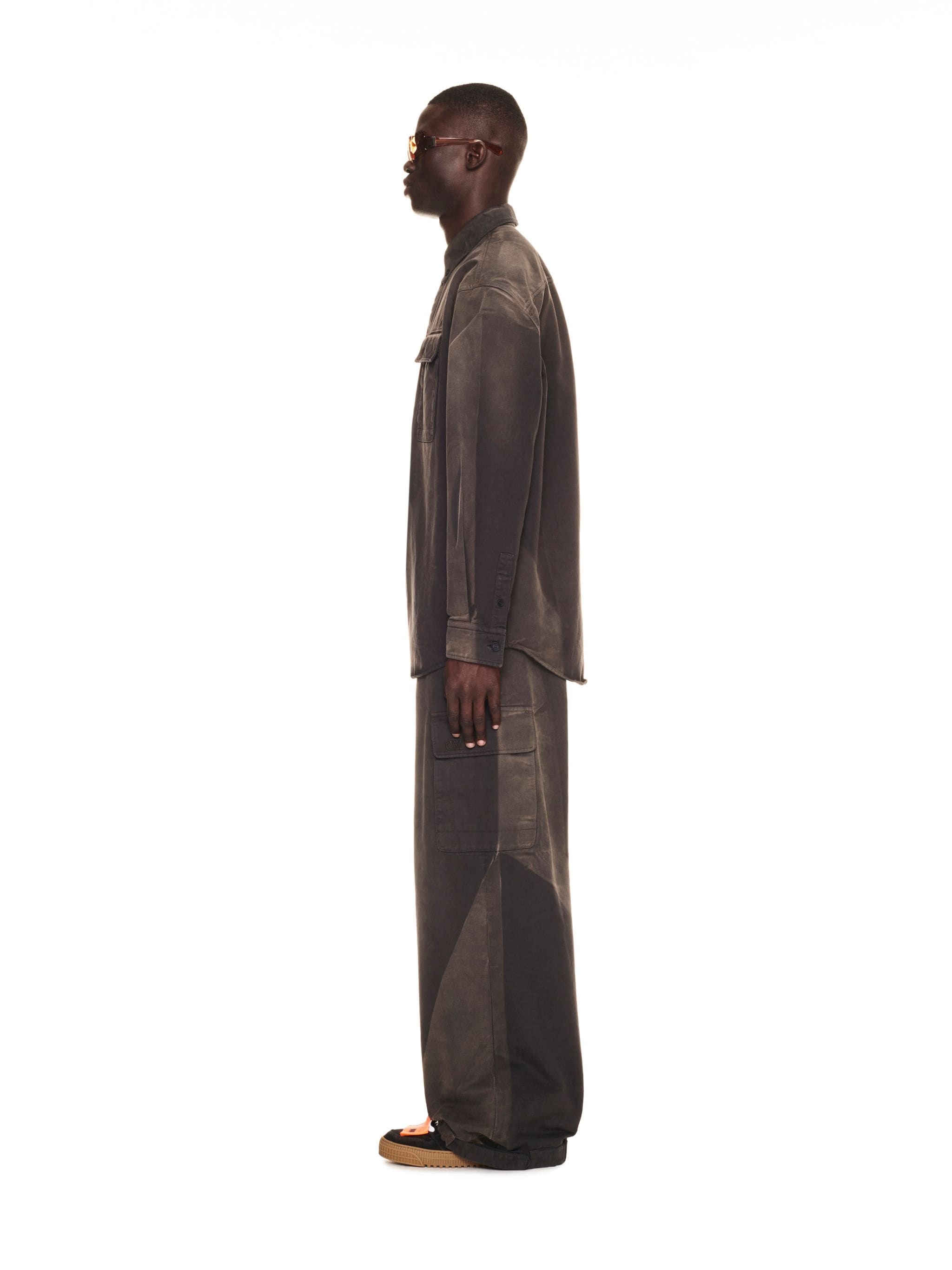 Ow Emb Garmdyed Cargo Pant Anthracite An - 3