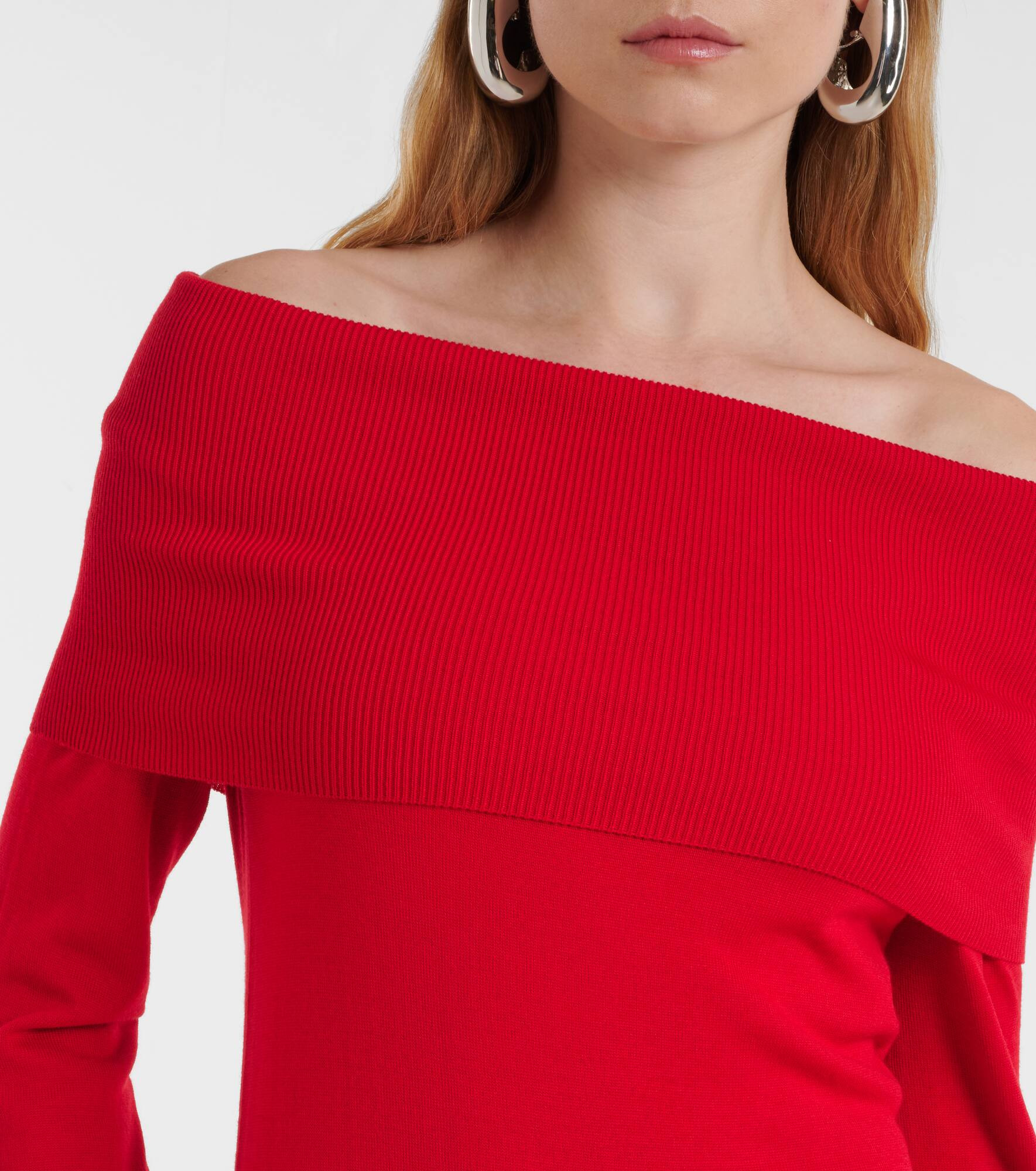 Off-shoulder virgin wool maxi dress - 4
