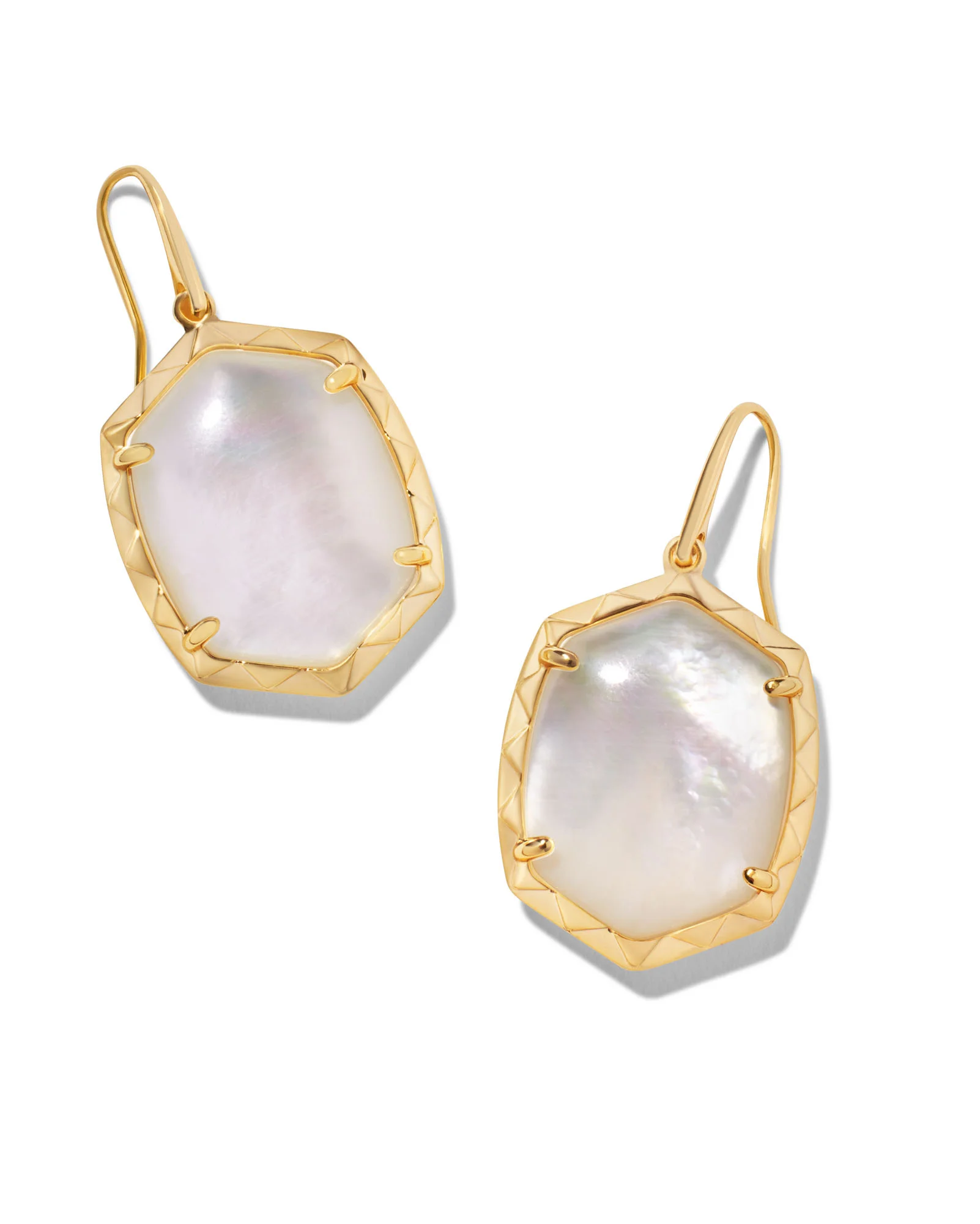 Daphne Gold Drop Earrings in Ivory Mother-of-Pearl - 1