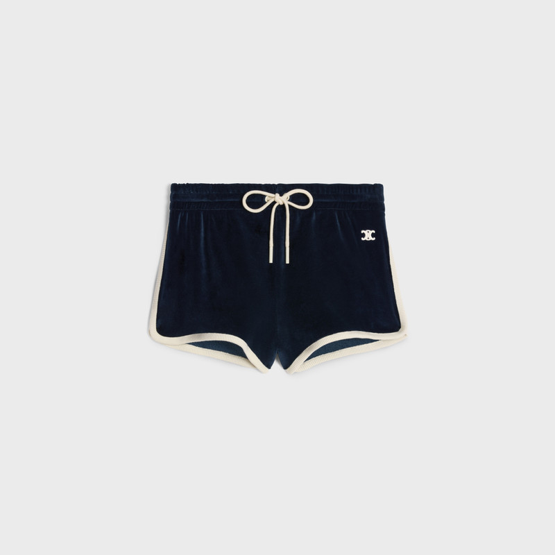 triomphe mini shorts in velvet jersey 1