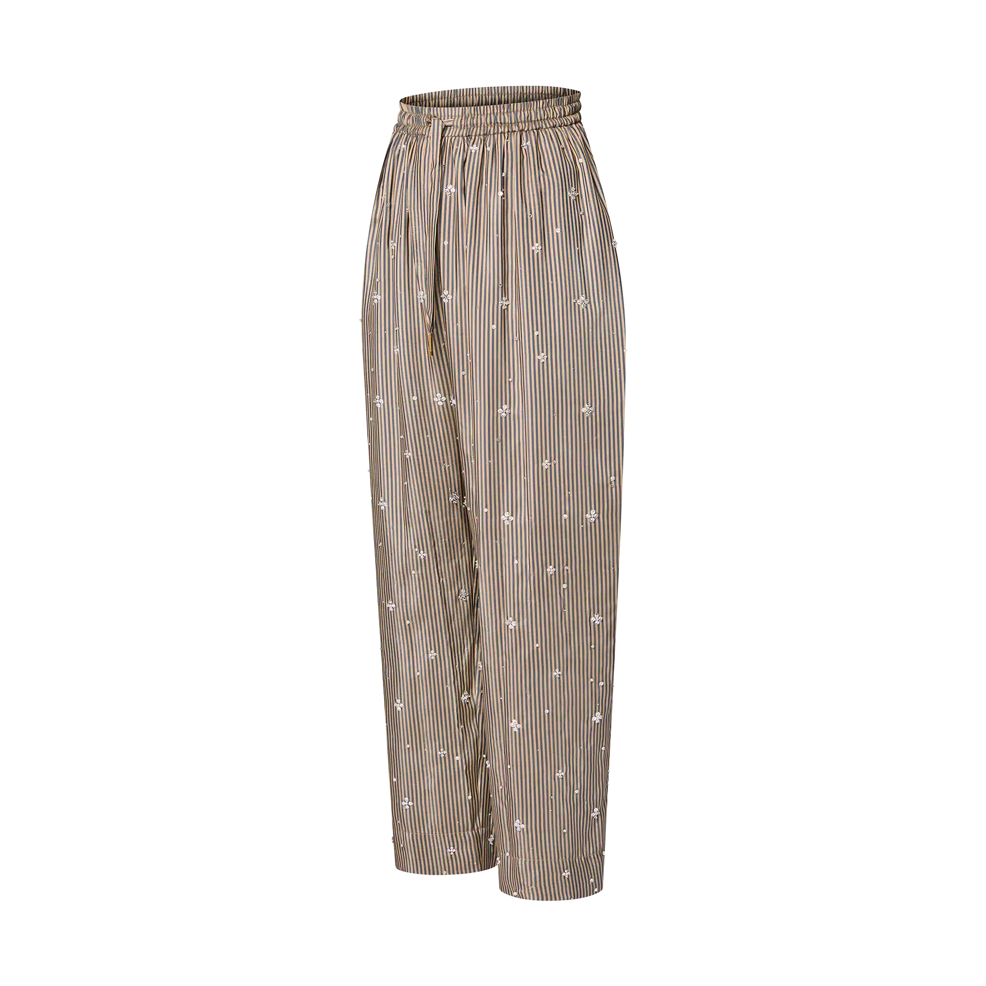 Bejeweled Pinstripe Baggy Pajama Pants - 2