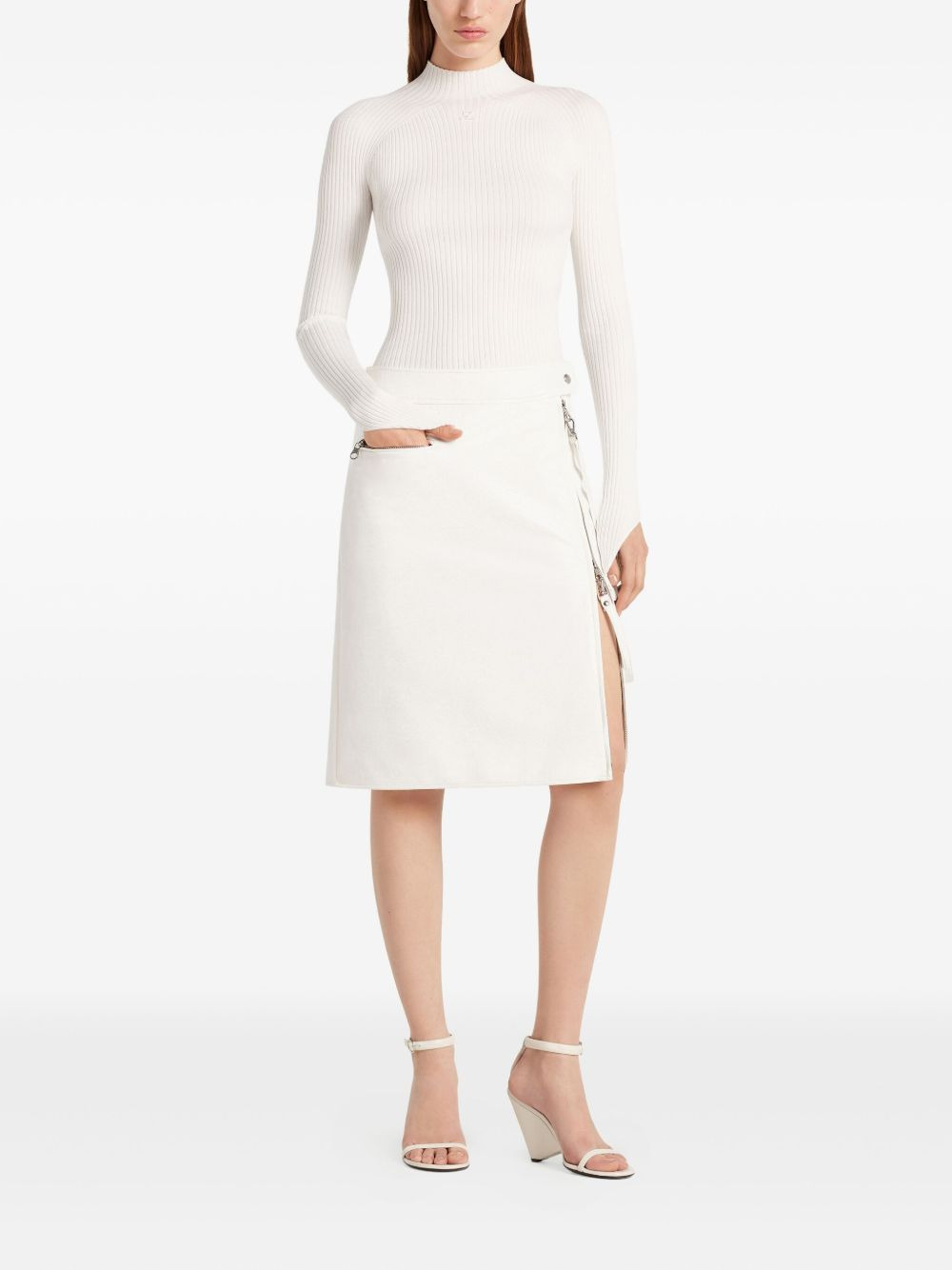 ribbed turtleneck top - 2