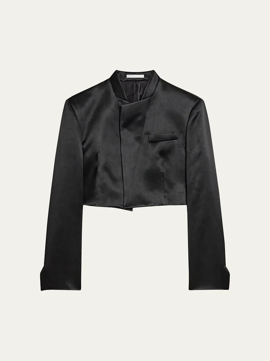 Cropped Satin Blazer - 1