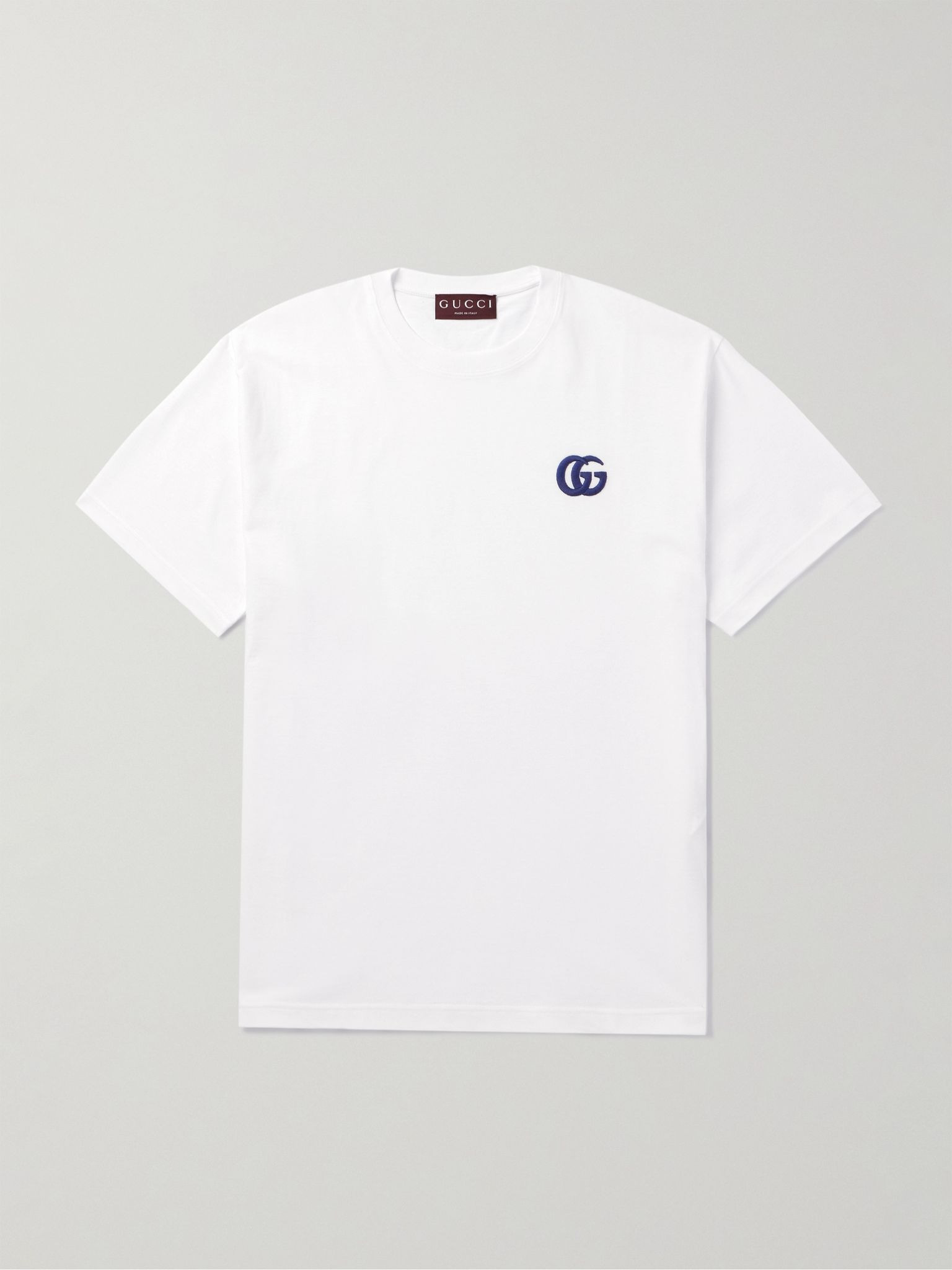 Logo-Embroidered Cotton-Jersey T-Shirt White - 1