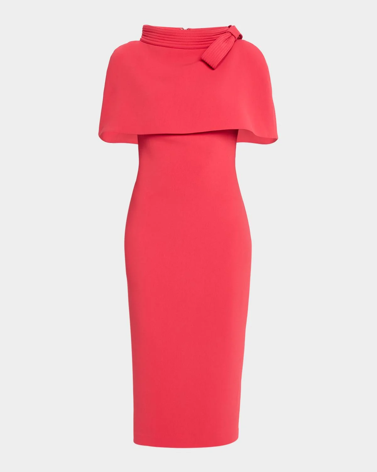 Bodycon Funnel-Neck Capelet Midi Dress - 1