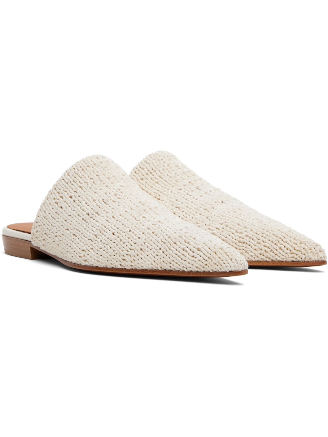 Off-White Birdee Leather Knit Mules - 4