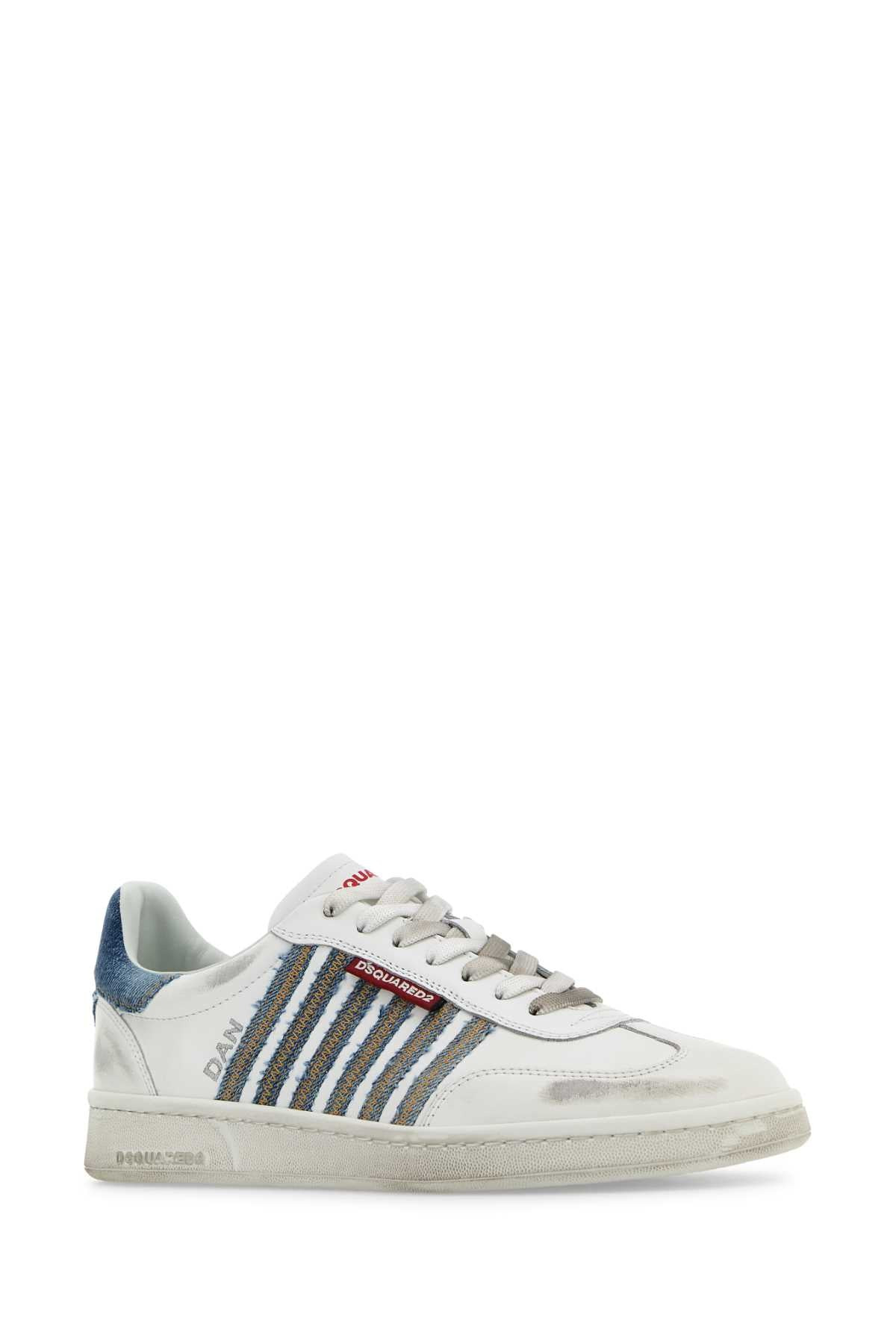 Dsquared Men White Leather Boxer Sneakers - 2