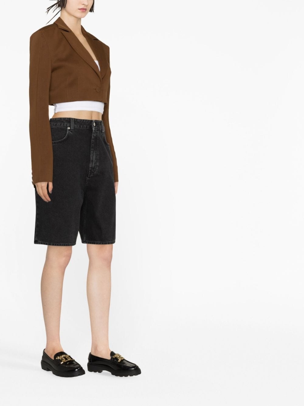 washed denim organic cotton shorts - 3