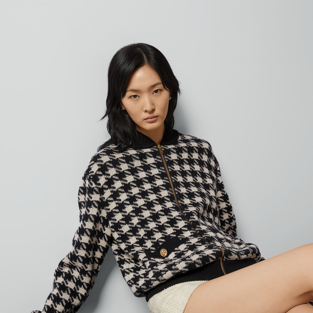 Houndstooth bomber jacket - 5