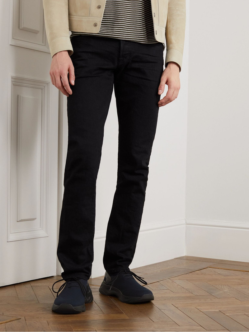 Berluti Shadow Venezia Leather-Trimmed Stretch-Knit Sneakers Navy outlook