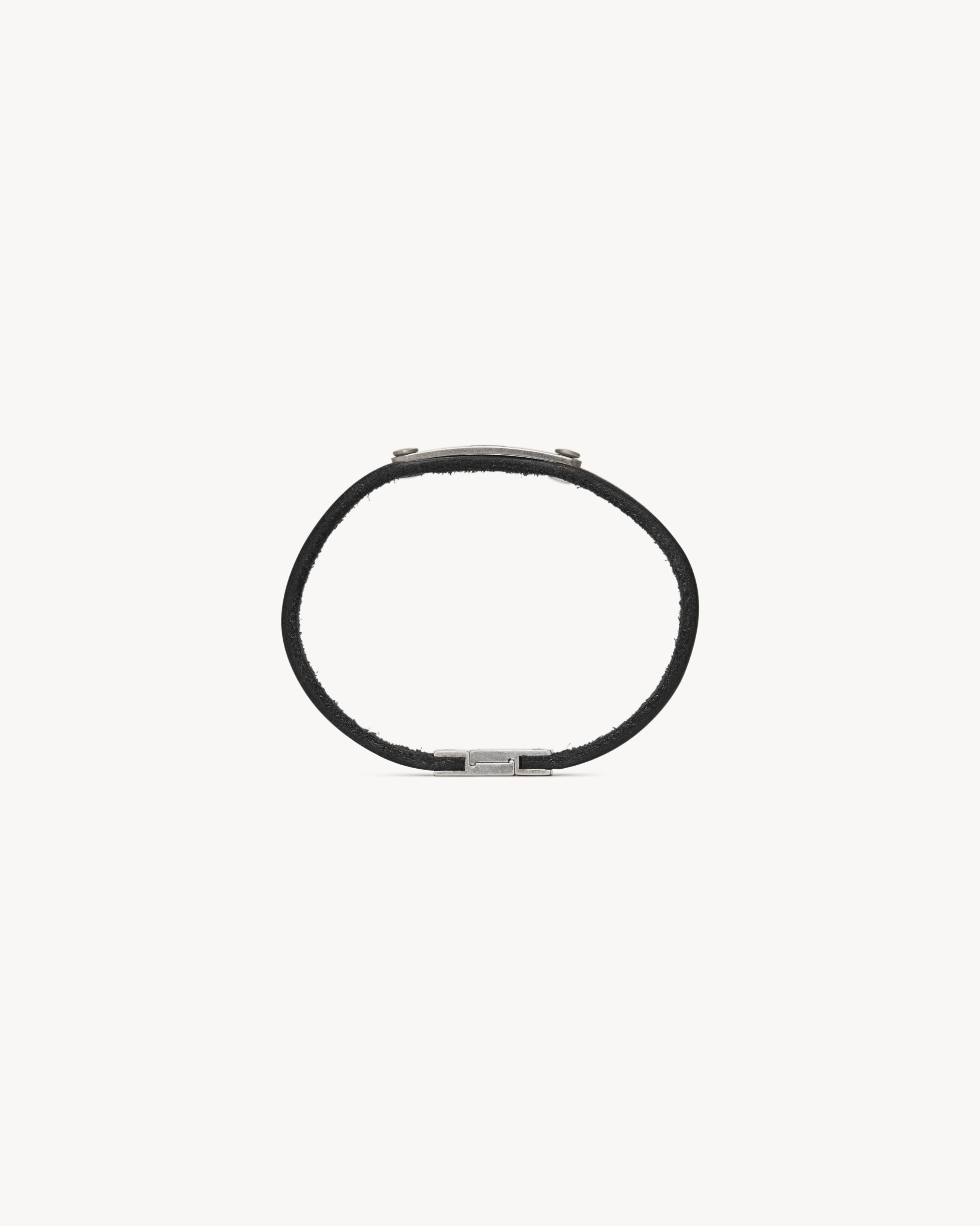 saint laurent id plaque bracelet in black leather - 3
