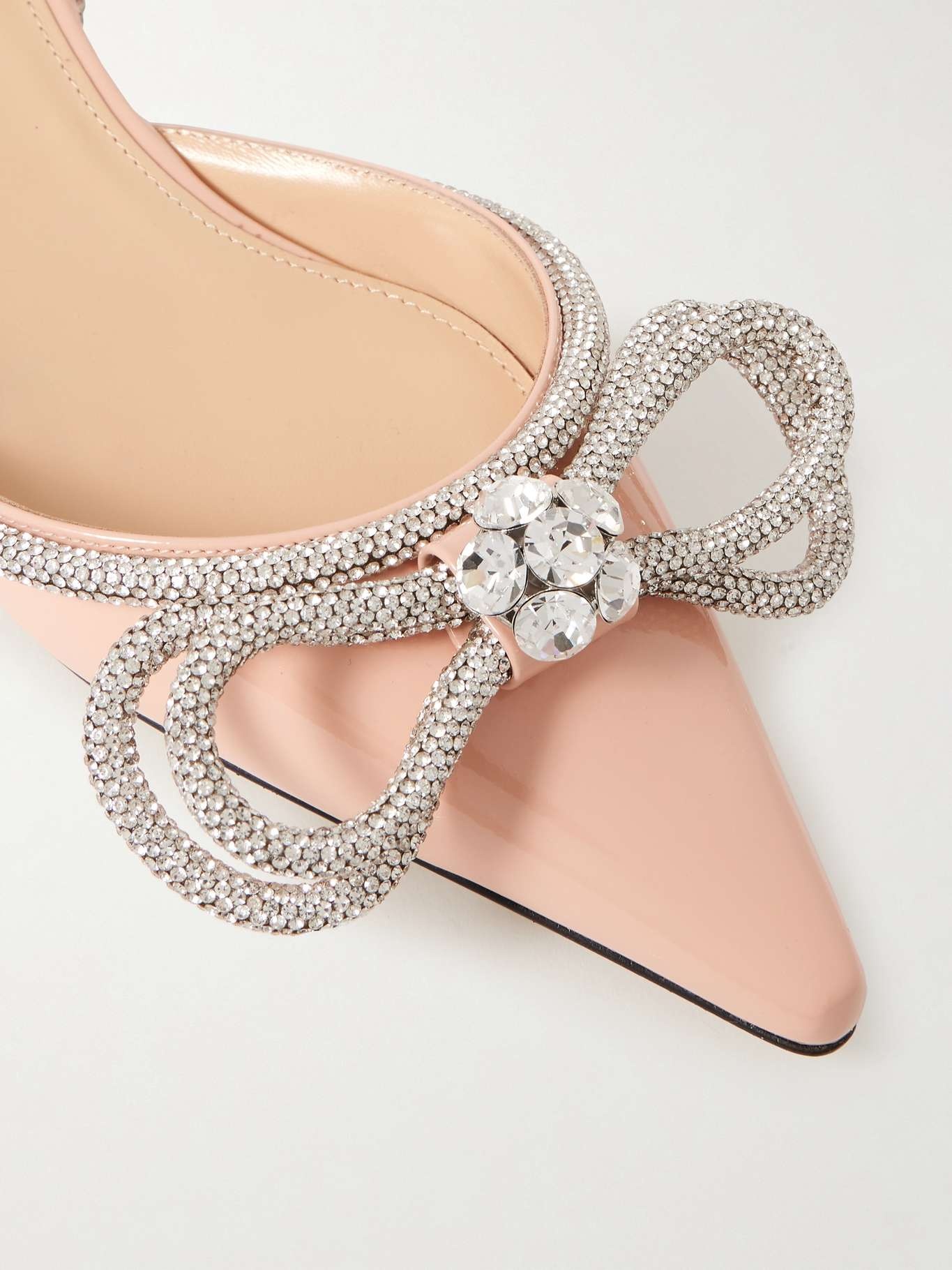 Double Bow crystal-embellished patent-leather point-toe flats - 4