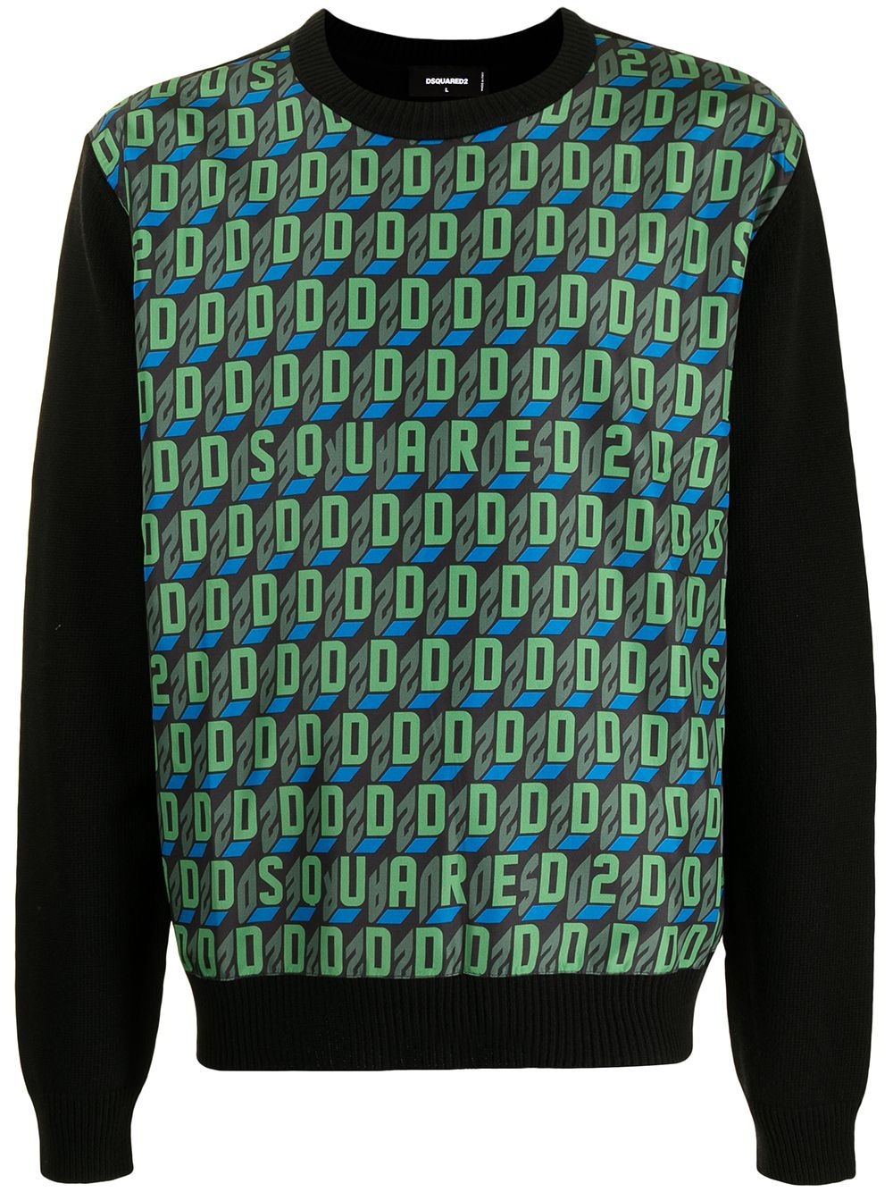 monogram-print panelled jumper - 1