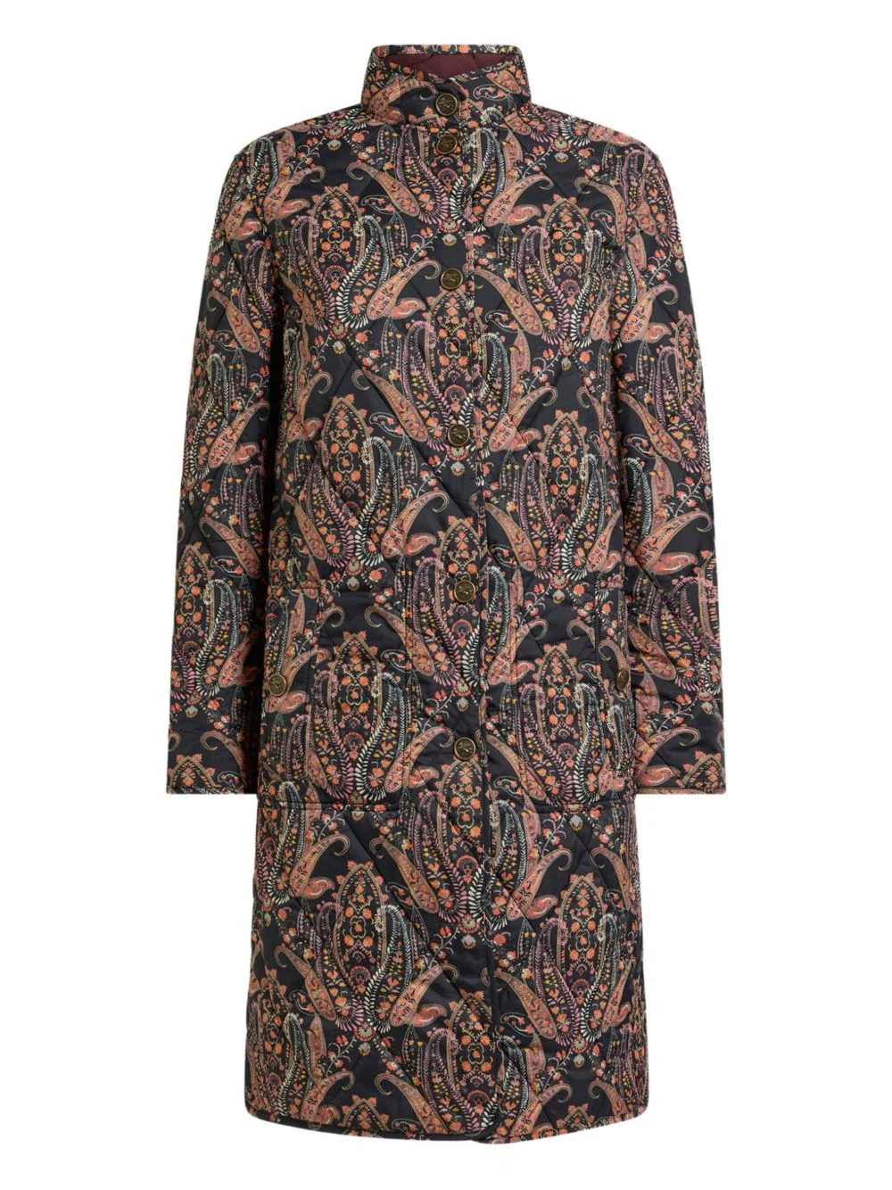 quilted floral paisley-motif coat - 1