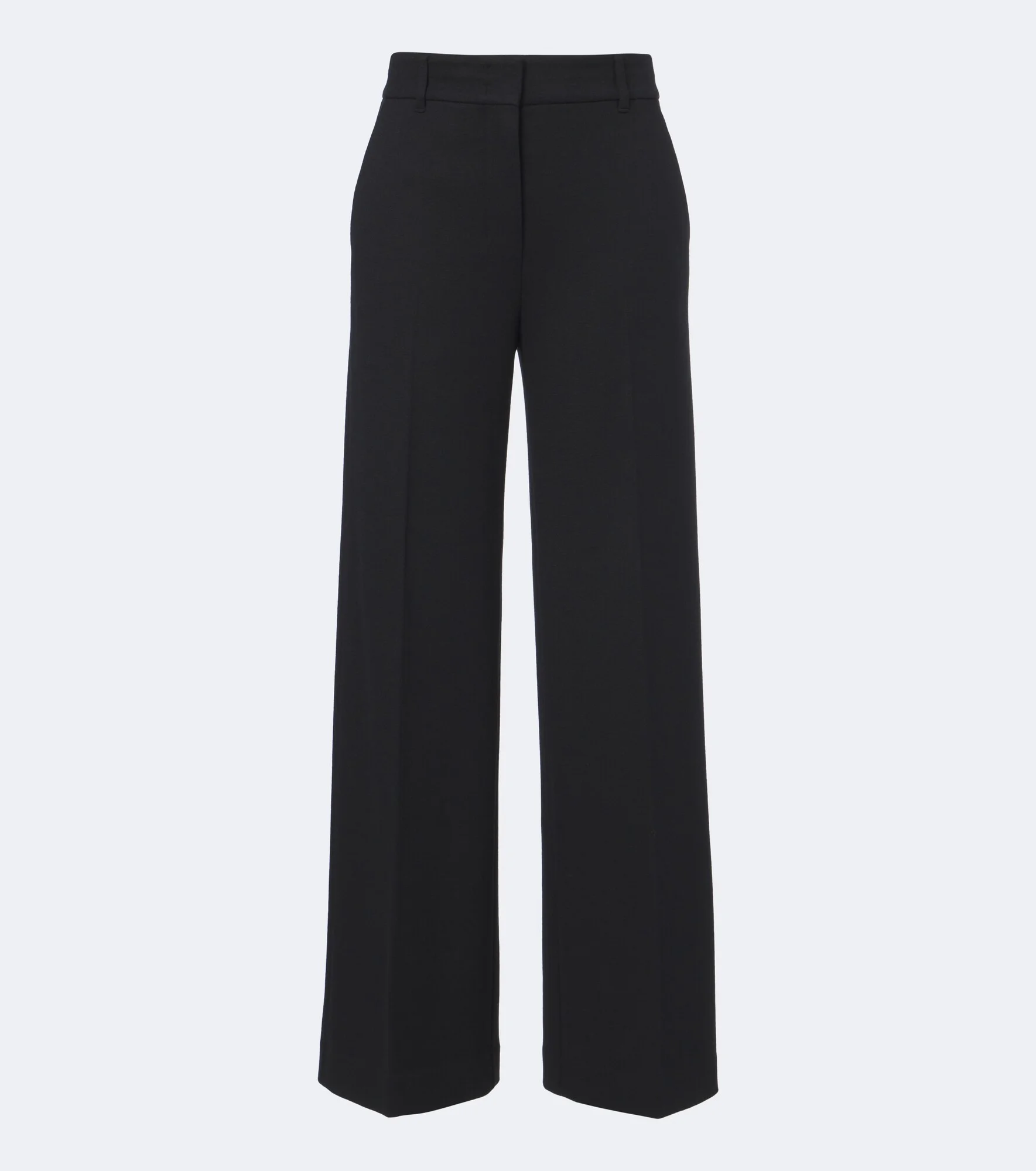 Wool and cotton-blend jersey wide-leg pants - 1