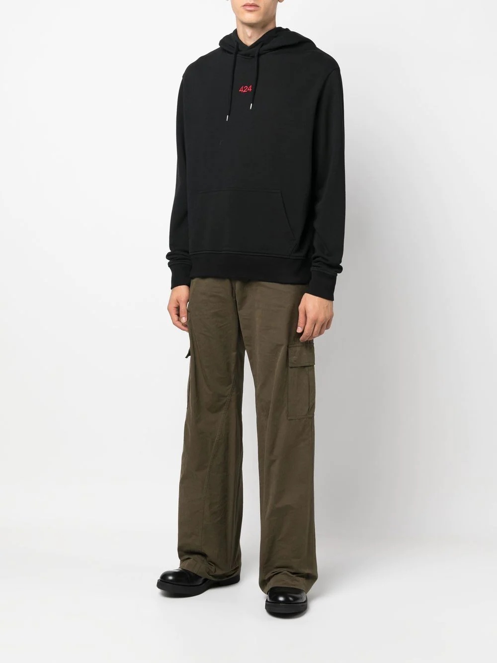 logo-embroidered drawstring hoodie - 2