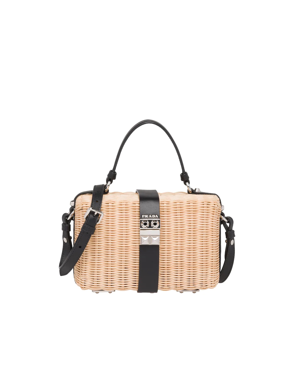 Wicker and leather shoulder bag - 1