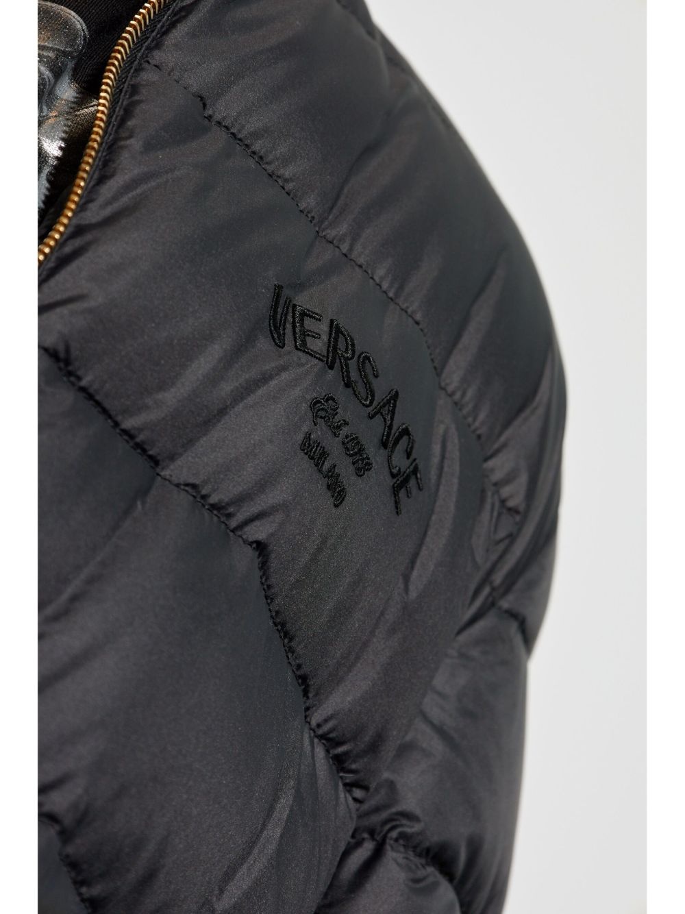 embroidered logo puffer jacket - 5