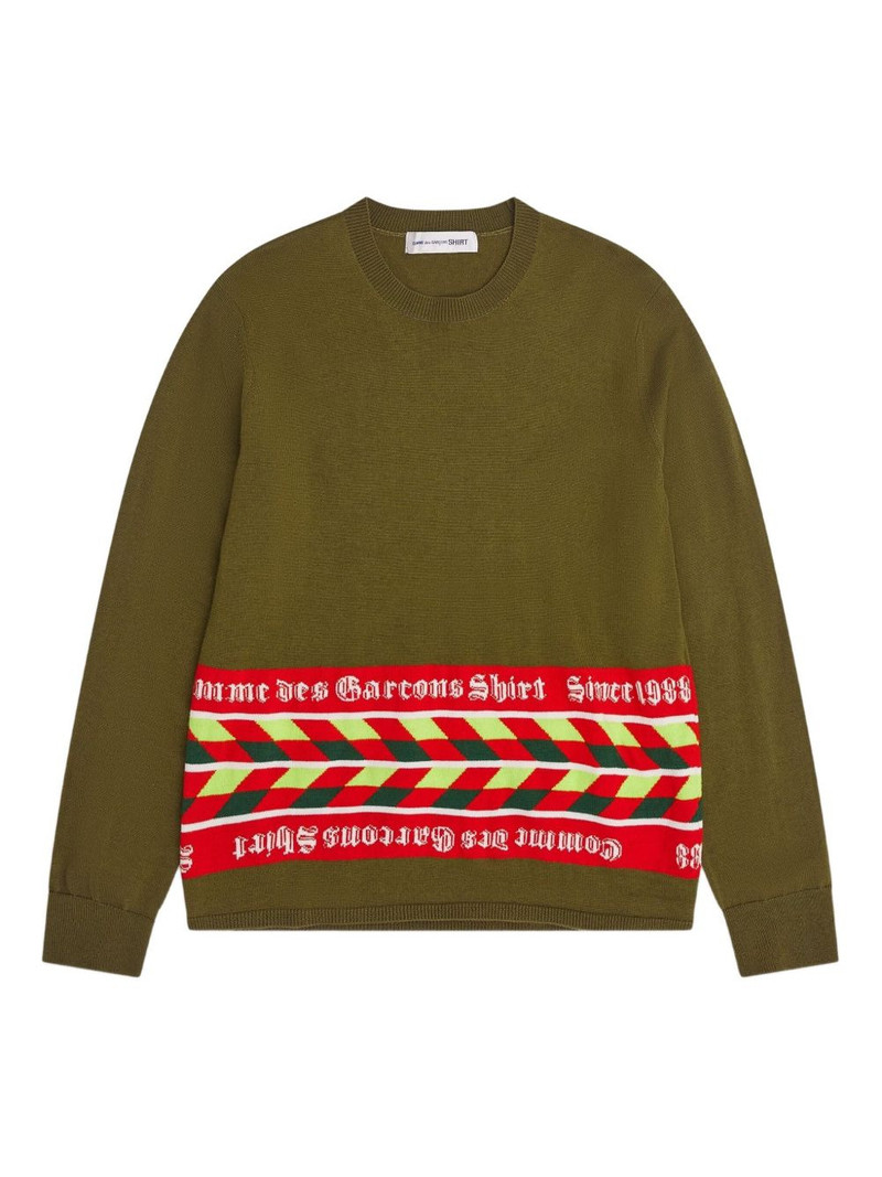 striped-panel sweater 1