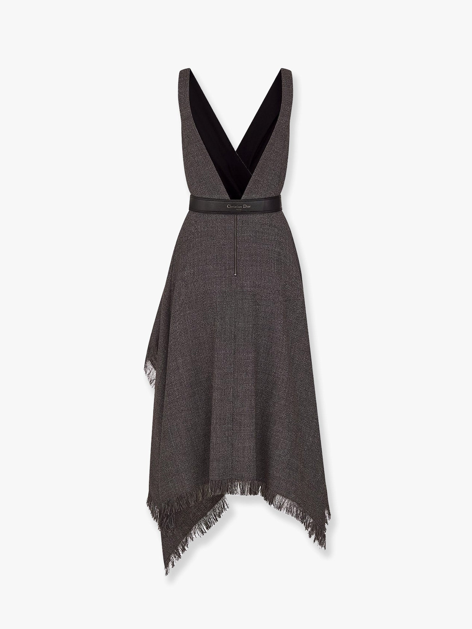 Dior Women Virgin Wool Tweed Dress With Leather Belt - 2