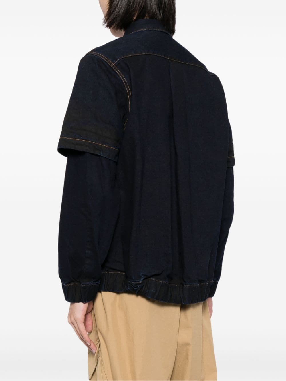 contrast-stitching denim jacket - 4