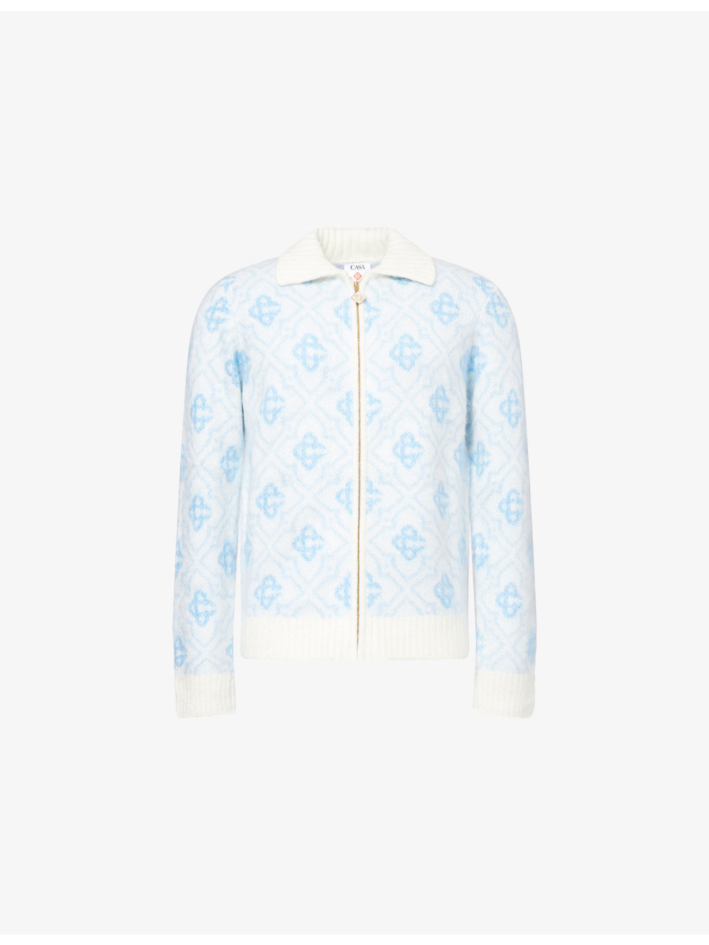 Monogram Polo-Collar Knit Cardigan - 1