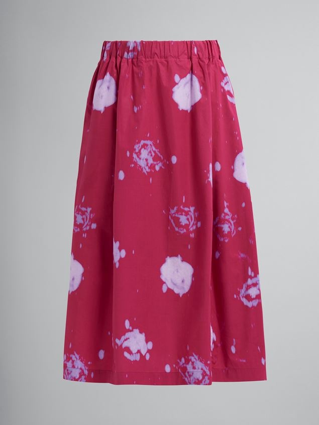 FADED ROSES PRINT POPLIN SKIRT - 1