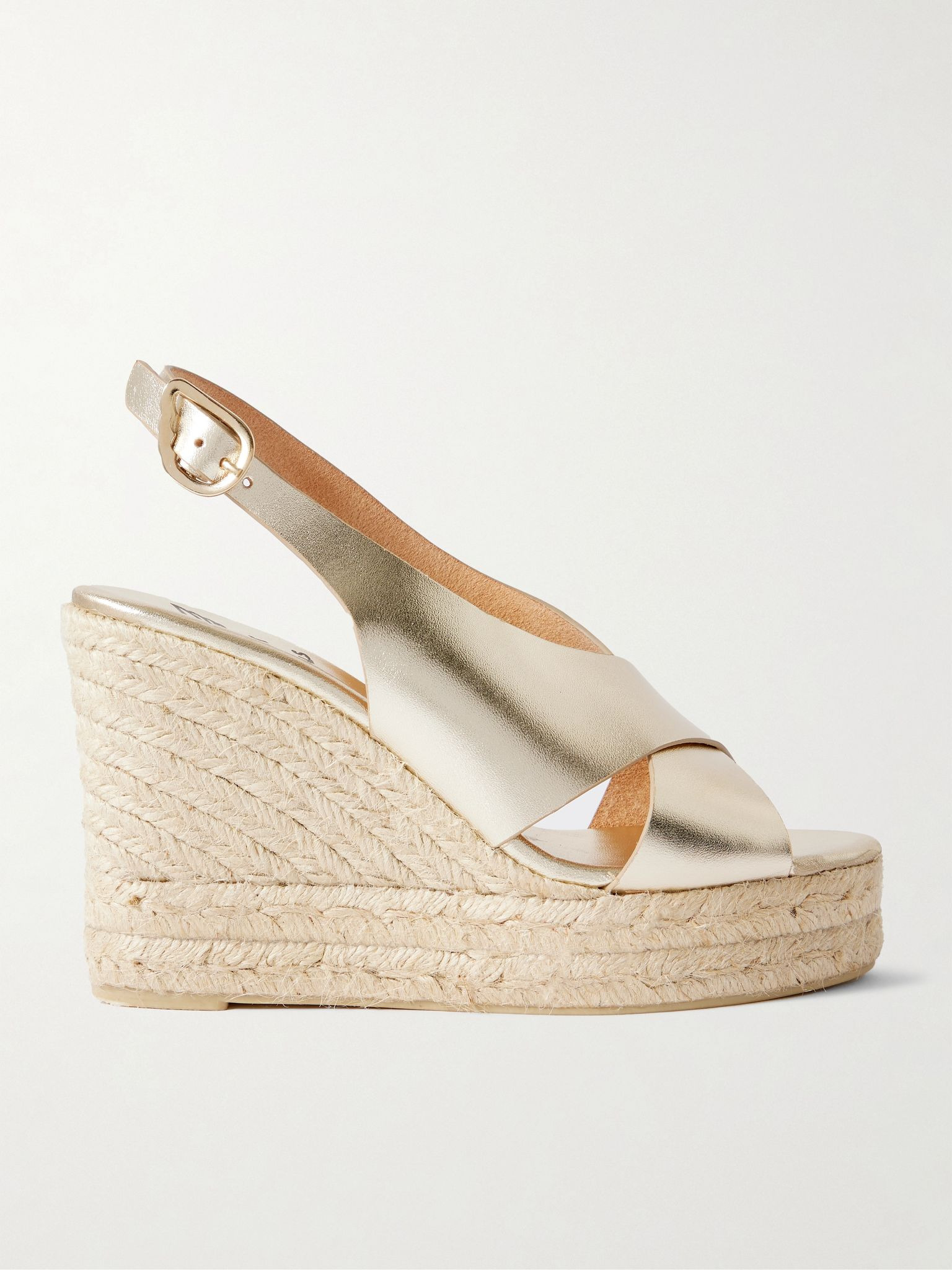 Maria metallic leather espadrille wedge sandals Gold - 1