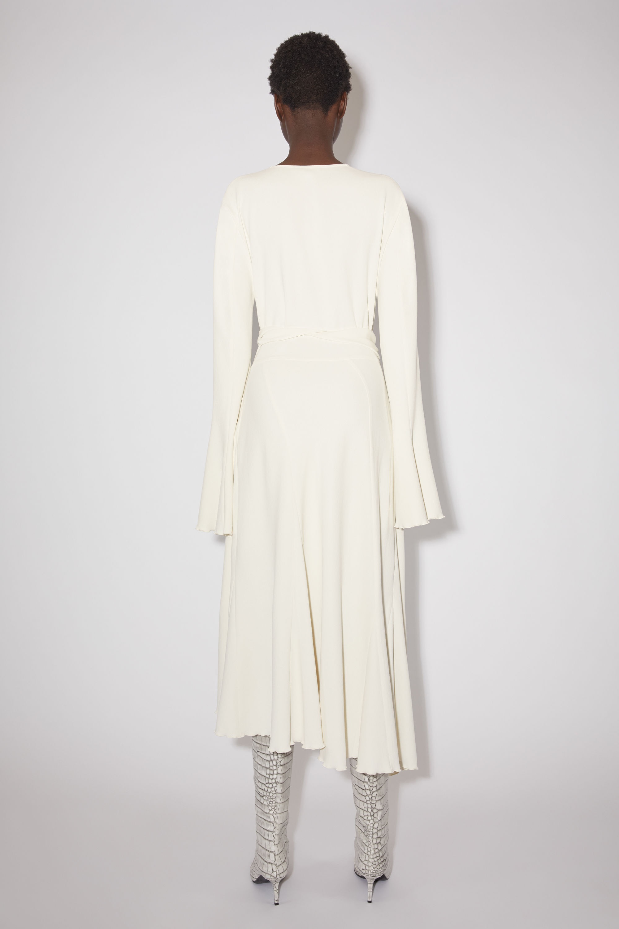 Tie-up wrap dress - Dusty white - 3