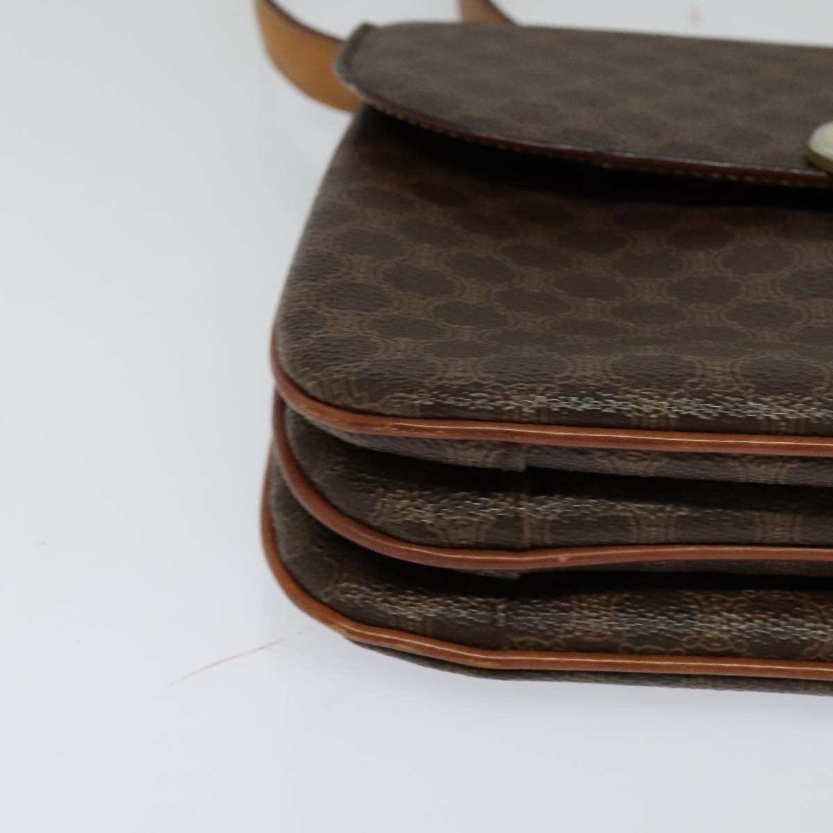 CELINE Macadam Canvas Shoulder Bag Pvc Leather Brown - 14