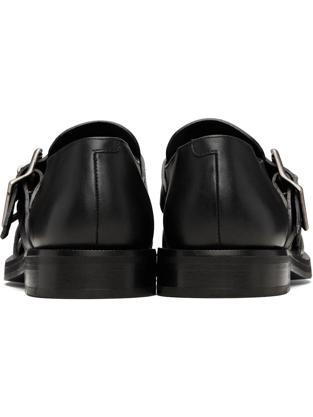 Black Bondage Belt Sandals - 2