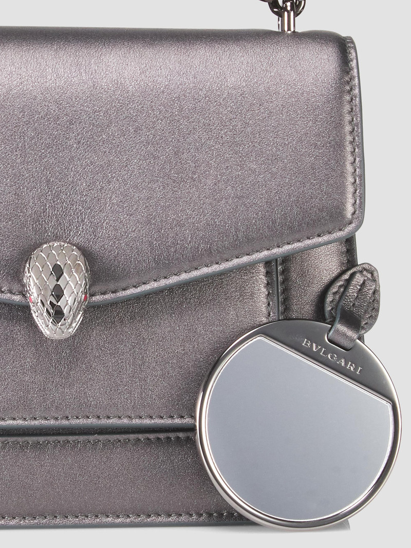 Women's Maxi Serpenti Metallic Leather Chain Top Handle Bag - Anthracite 4