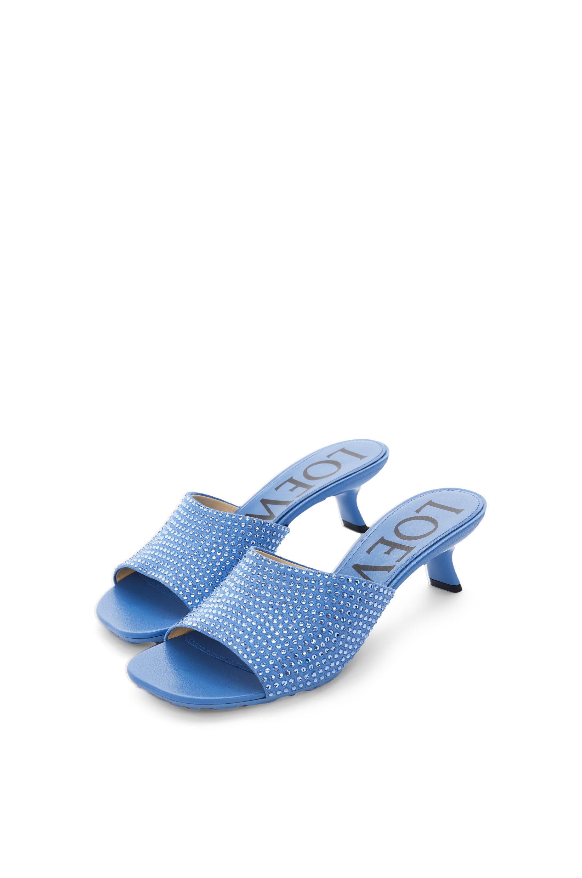 Petal kitten heel slide in suede and crystals - 2