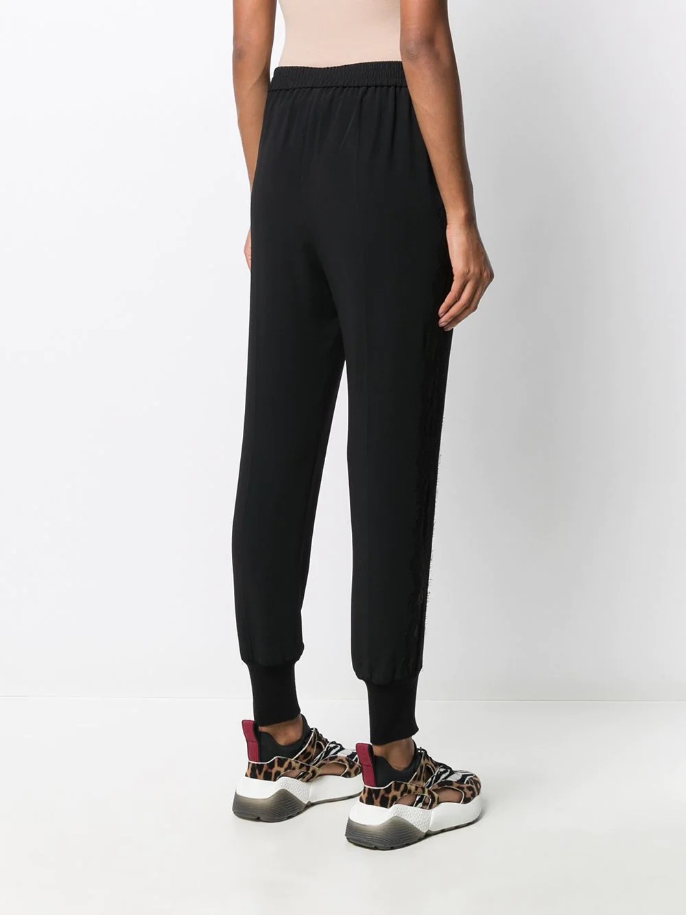 lace cut-out tapered trousers - 4