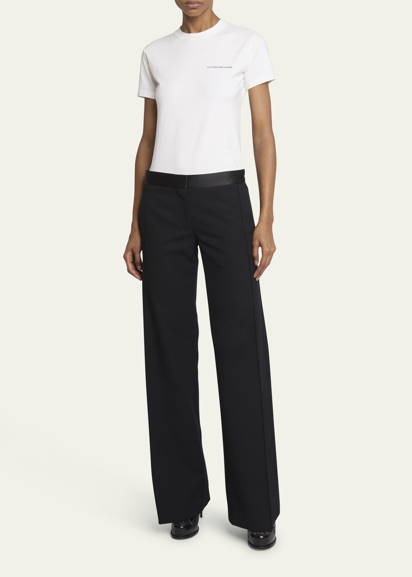 Mid-Rise Side Panel Straight-Leg Trousers - 2