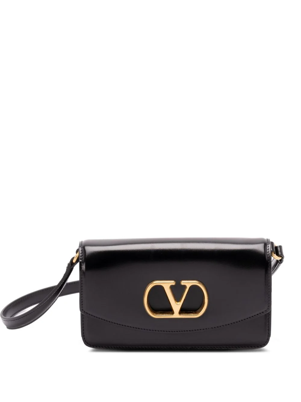 VLogo Signature-plaque leather shoulder bag - 1