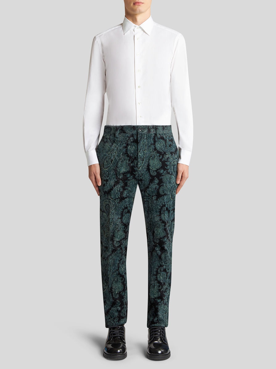 PRINTED RIBBED VELVET TROUSERS - 4
