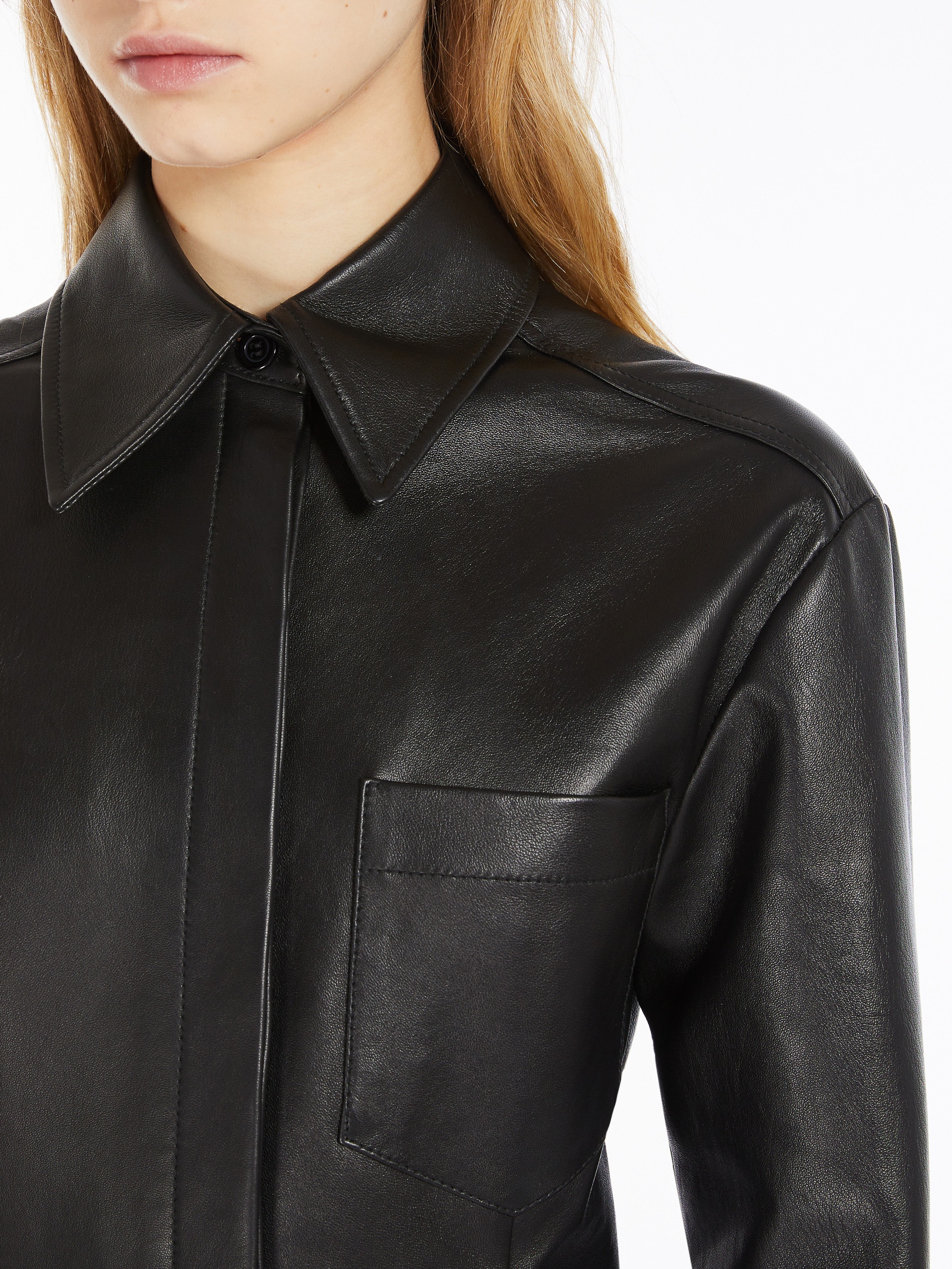 OIDIO Nappa leather shirt dress - 5