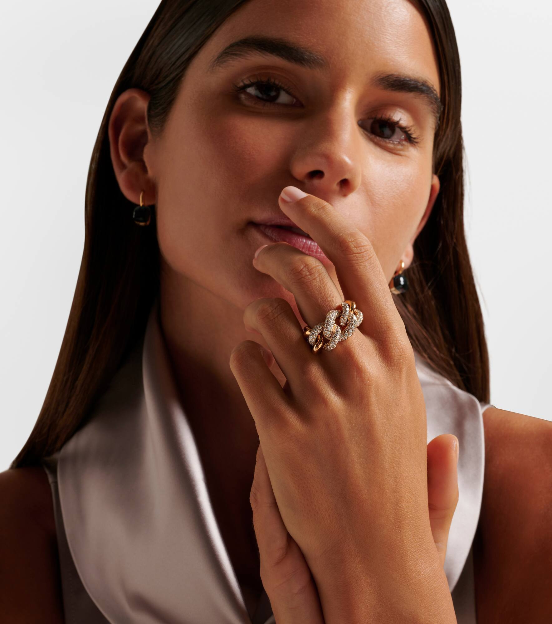 Catene 18kt rose gold ring with white diamonds - 3