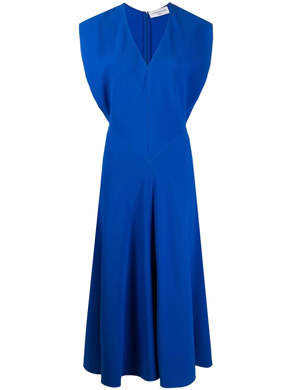 v-neck flared midi dress - 1