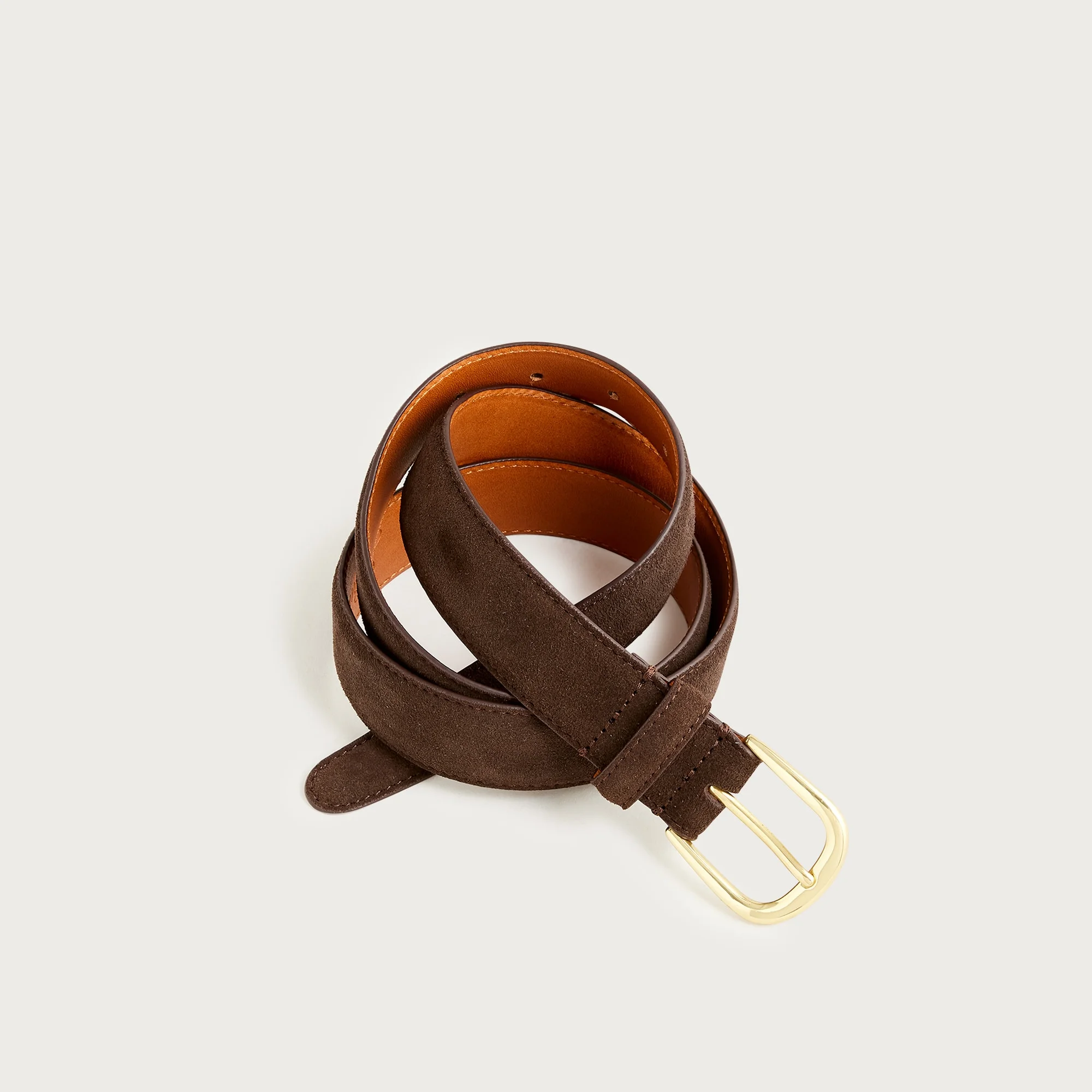 Italian suede and leather round-buckle dress belt - 1