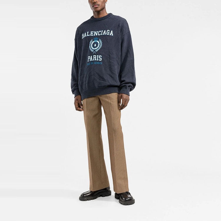 Balenciaga College Crest Crewneck Sweatshirt 'Navy' 696226T32394640 - 5